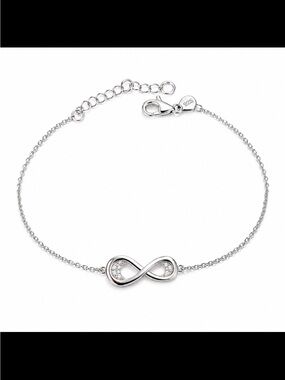Sterling 925 Solid Silver Infinity Bracelet Silver with 1.0 CTW Moissanite NWT